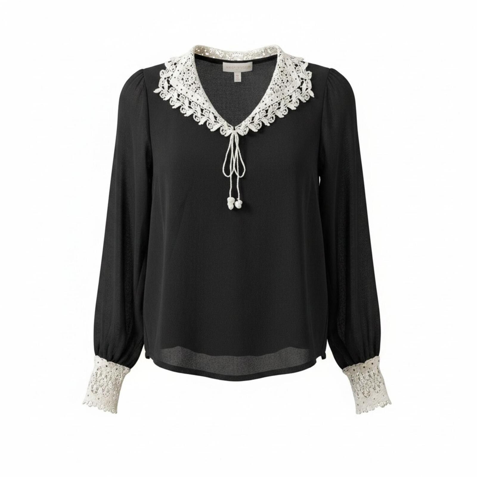 Other Black Sheer Lace Collar Blouse S Coquette Whimsigoth Gothic Size S / US 4 / IT 40 - 1 Thumbnail