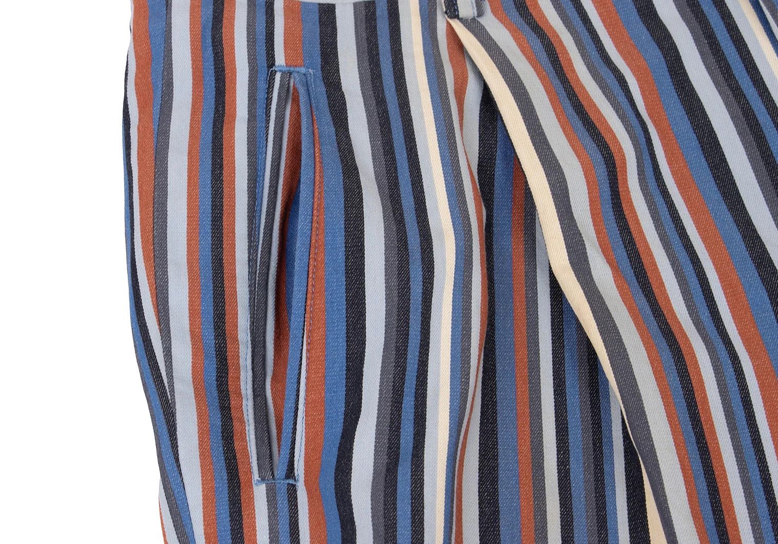 Issey Miyake Cotton Stripe Pants in Blue Multi, Size L Size US 38 / EU 54 - 4 Thumbnail