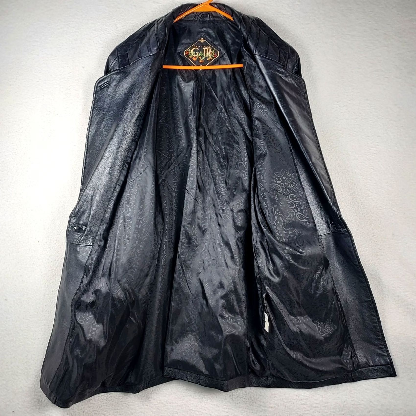 G-III VINTAGE G-III Jacket Womens M Black Leather Coat Long Oversized Size M / US 6-8 / IT 42-44 - 3 Thumbnail