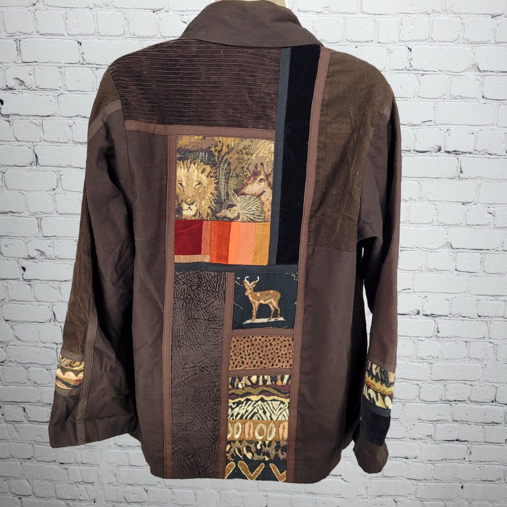 Vintage VTG Solveig Cape Town Brown Safari Animals Open Lined Jacket South Africa Small Size S / US 4 / IT 40 - 2 Thumbnail