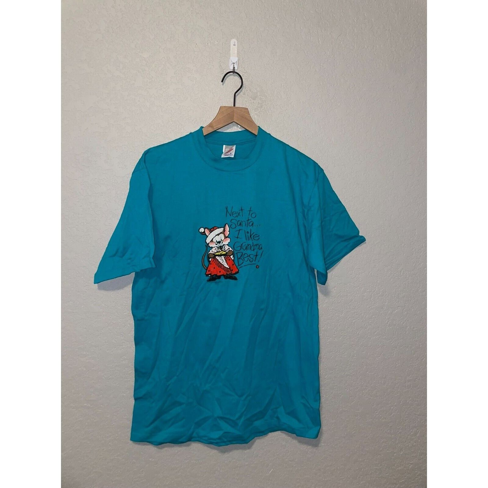 Jerzees Vintage Mouse Christmas Shirt I Like Grandma Tee VTG 90s L Size US L / EU 52-54 / 3 - 1 Thumbnail
