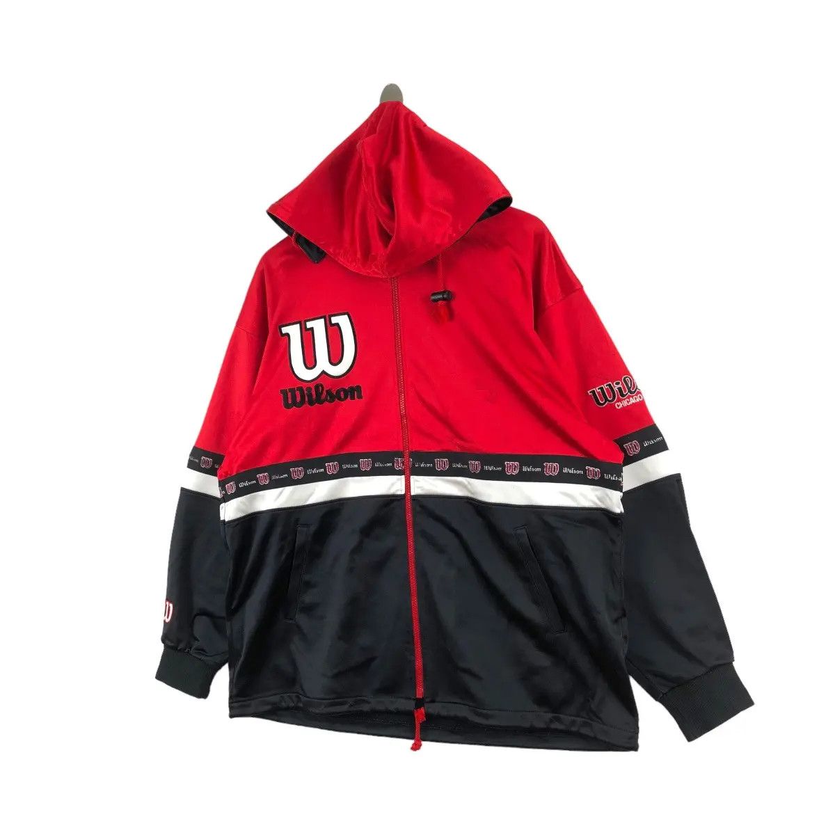 Vintage Vtg 90’ WILSON USA TENNIS Big Logo Side Tape Hoodie Zipper Size US XXL / EU 58 / 5 - 3 Thumbnail