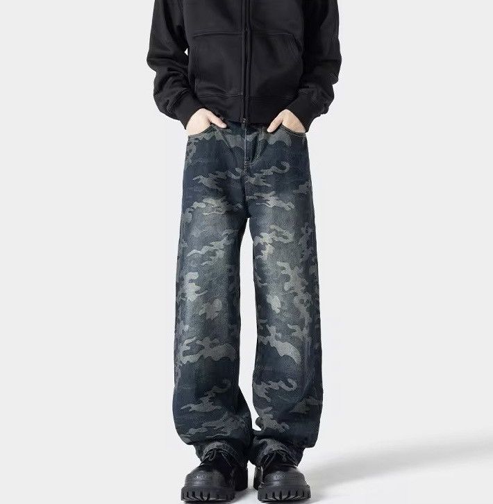 Designer × Jean Streetwear Camouflage Straight Hip Hop Jeans Pants Size US 31 - 2 Thumbnail