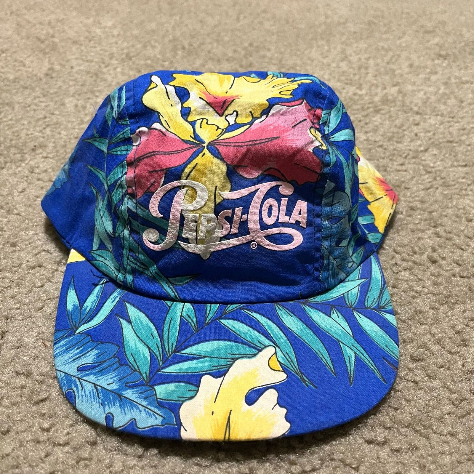 Pepsi Vintage Pepsi-Cola Blue Tropical Hibiscus 5 Panel Hat Size ONE SIZE - 1 Thumbnail