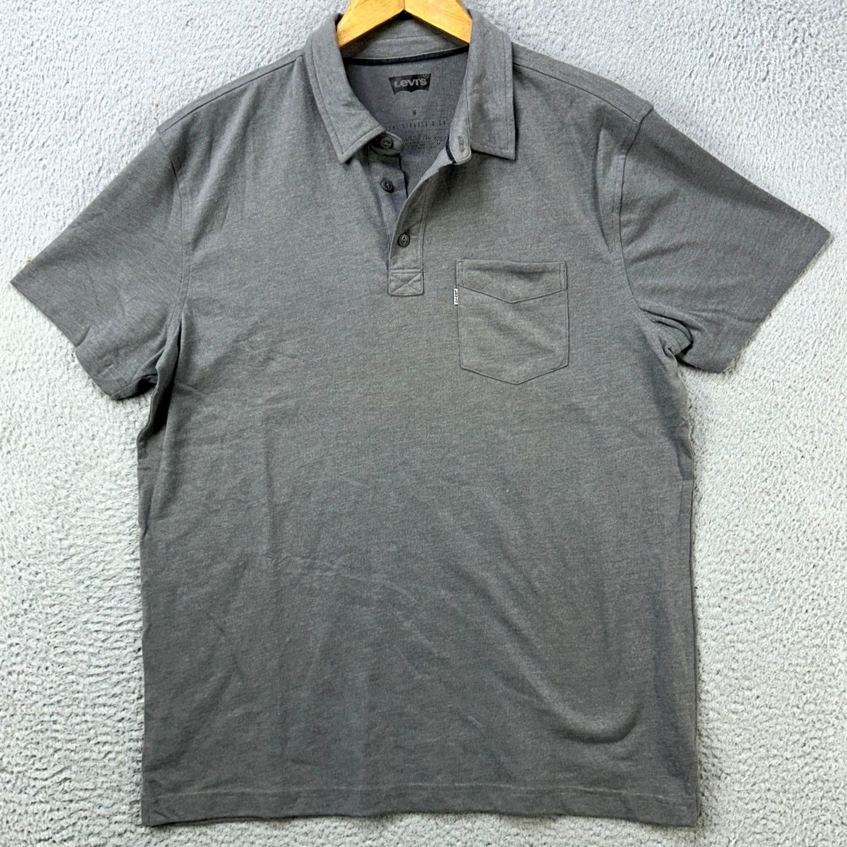 Levi's Levi's Polo Shirt Mens Medium Gray Pocket Short Sleeve Rugby Casual Regular Fit Size US M / EU 48-50 / 2 - 3 Thumbnail