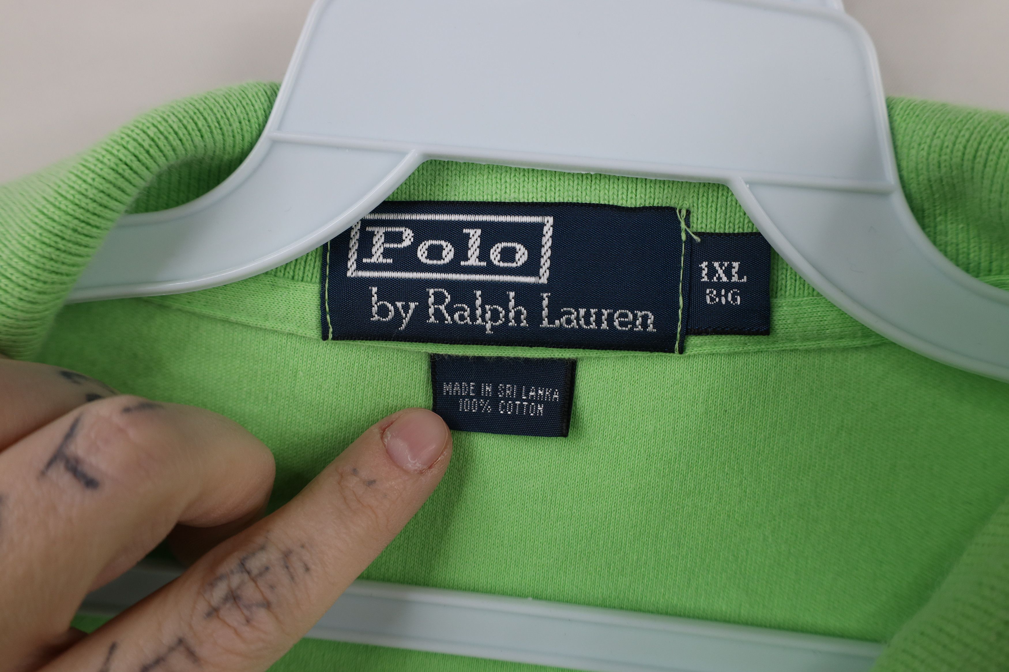 Ralph Lauren × Vintage Vintage 90s Ralph Lauren Cotton Touch Polo Shirt Lime Green Size US XL / EU 56 / 4 - 6 Thumbnail