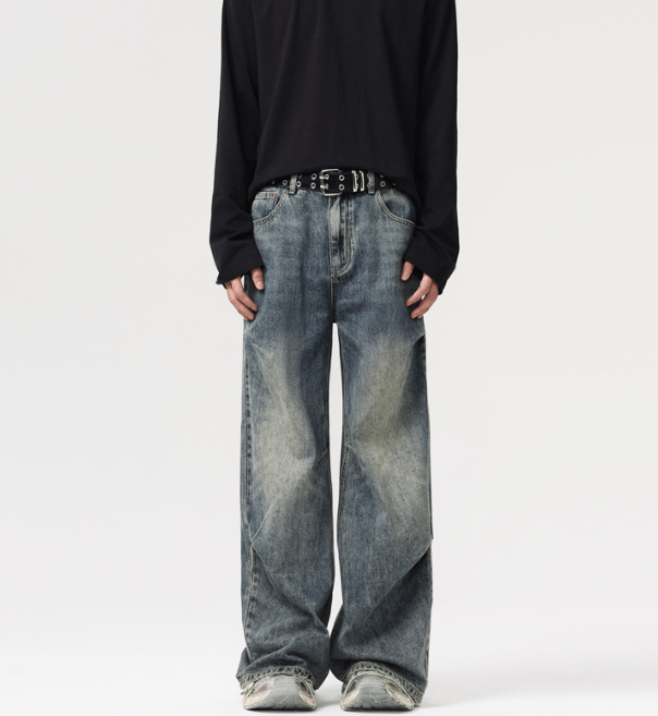 Japanese Brand × Jean Distressed straight men's retro loose baggy jeans Size US 32 / EU 48 - 1 Thumbnail