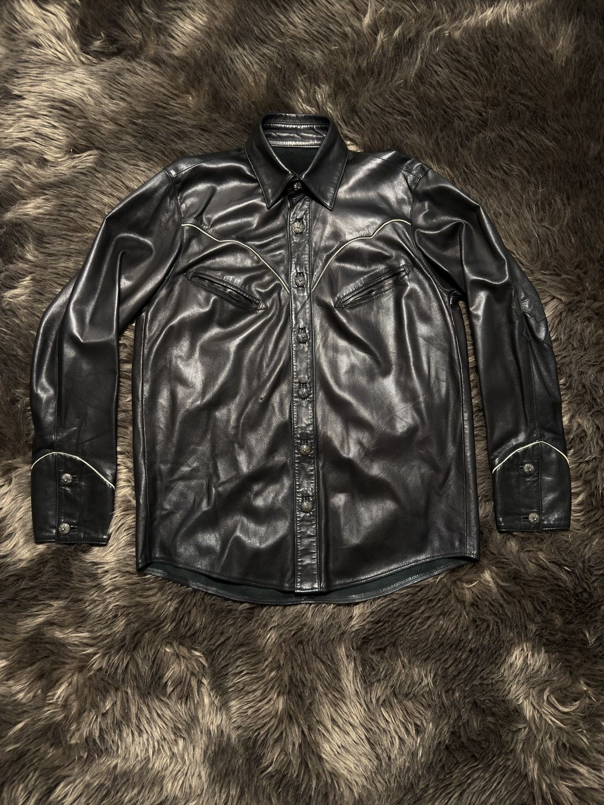 Chrome Hearts Leather Fleur Cross Patch Western Shirt Size US S / EU 44-46 / 1 - 3 Thumbnail