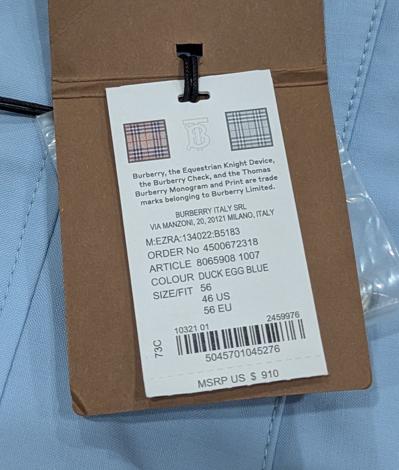 Burberry Burberry "Ezra" Wool Trousers Pants Light Blue 56 US 40 Size US 40 / EU 56 - 8 Thumbnail