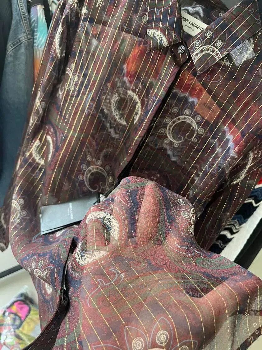 Saint Laurent Paris Saint Laurent Gold Thread Silk Shirt. Size S / US 4 / IT 40 - 3 Thumbnail