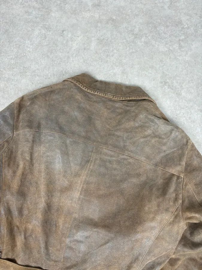 Emporio Armani AW2003 Emporio Armani Brown Eroded Leather Belted Trench Coat Size S / US 4 / IT 40 - 4 Thumbnail