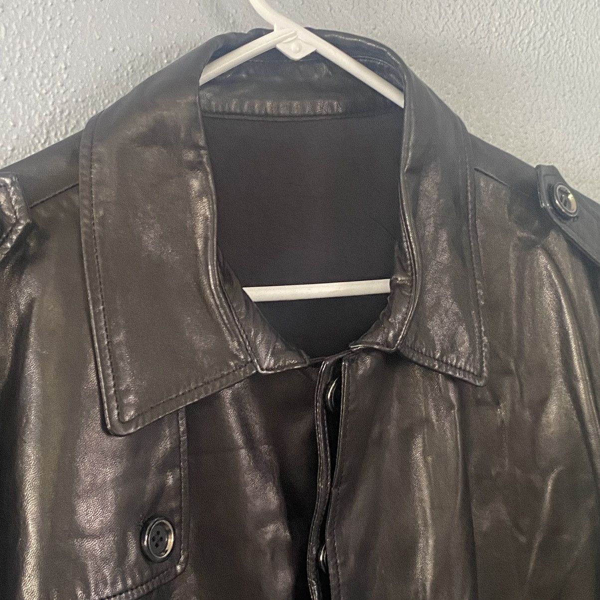 Vintage Langteng Black Leather Trench Coat Overcoat Men’s Size 5XL/L Size US L / EU 52-54 / 3 - 4 Thumbnail