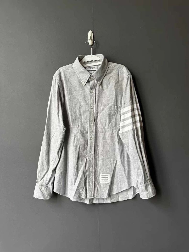 Thom Browne Thom Browne Grey shirt with a white collar Size US L / EU 52-54 / 3 - 1 Thumbnail