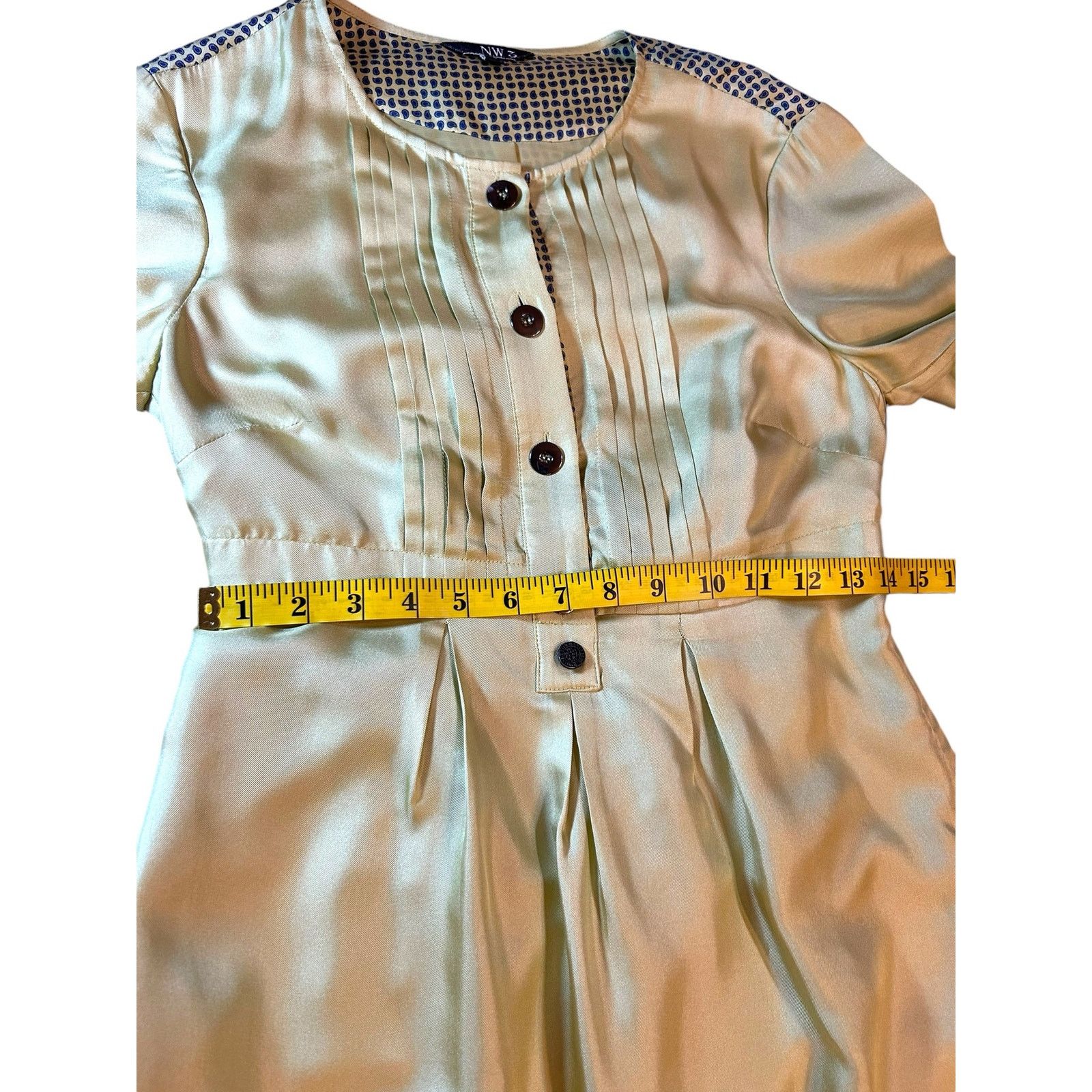 Hobbs London Rare Hobbs NW3 Silk Chartreuse Dress - Size 8 Size M / US 6-8 / IT 42-44 - 5 Thumbnail