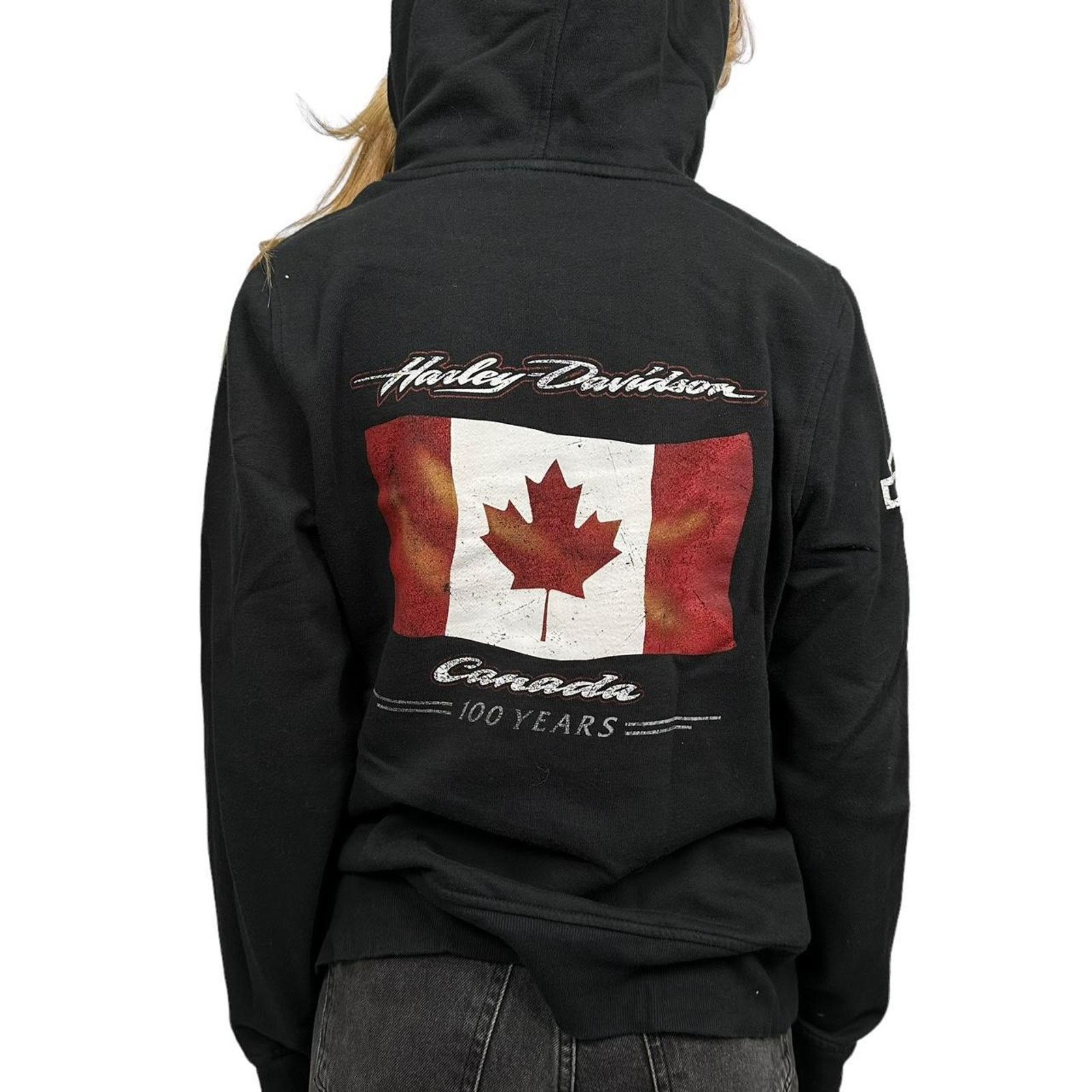Harley Davidson Vintage Woman’s Harley Davidson Canada Zipup Hoodie Size XL / US 12-14 / IT 48-50 - 4 Thumbnail