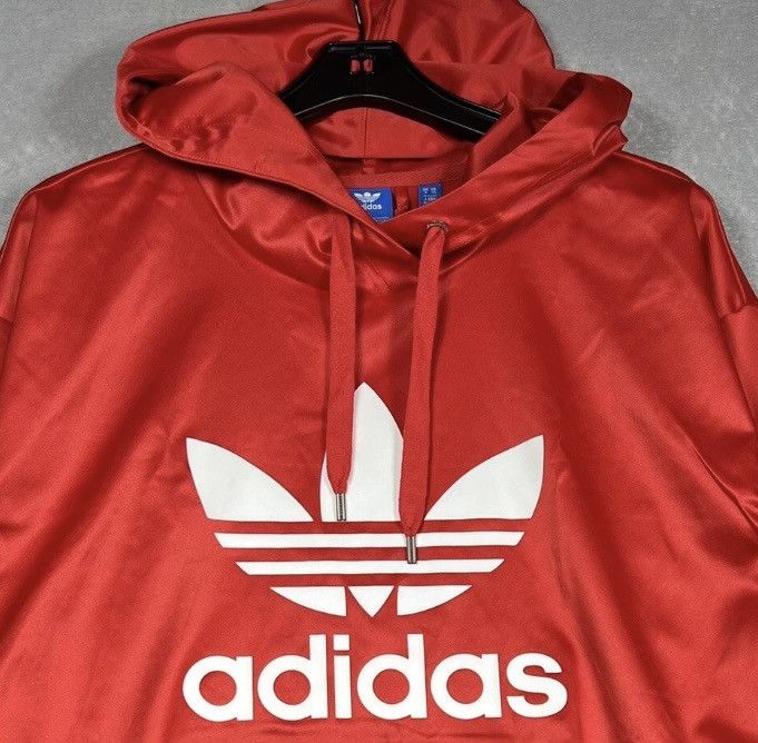 Adidas Adidas Originals Trefoil Red Satin Pullover Hoodie Size US XS / EU 42 / 0 - 3 Thumbnail