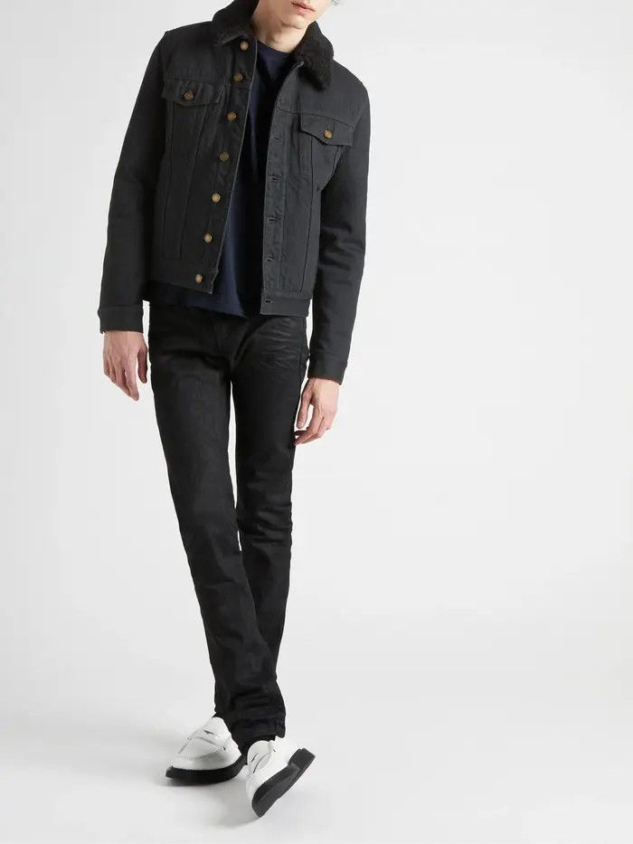 Saint Laurent Paris o1bcso1str0125 Jacket With Shearling In Worn in Black Size US XS / EU 42 / 0 - 2 Thumbnail