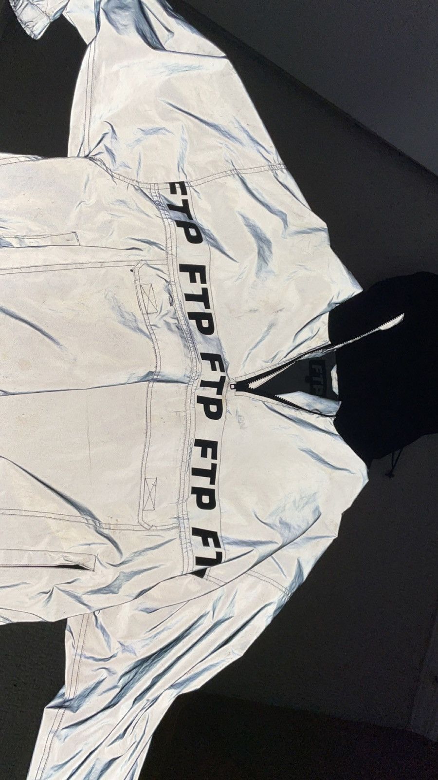 image of Fuck The Population Ftp Reflective Anorak in Grey, Men's (Size Large)