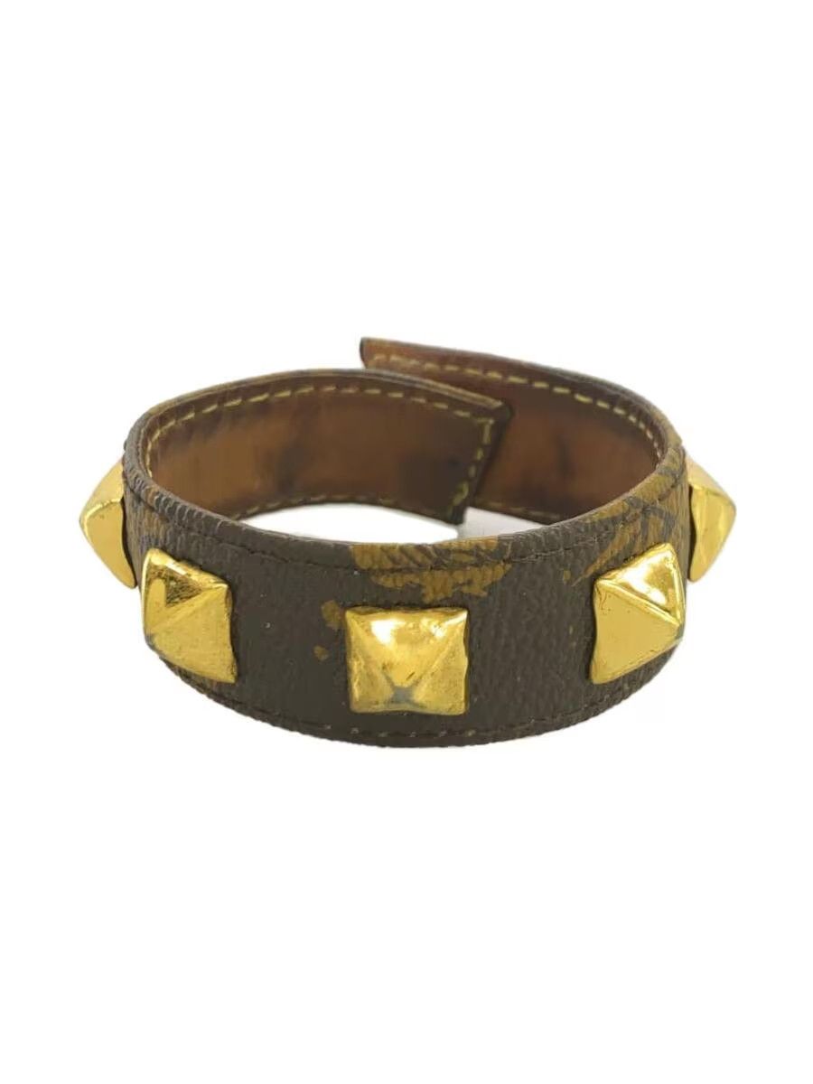 image of Undercover Studded Leather Wristband in Brown, Men's