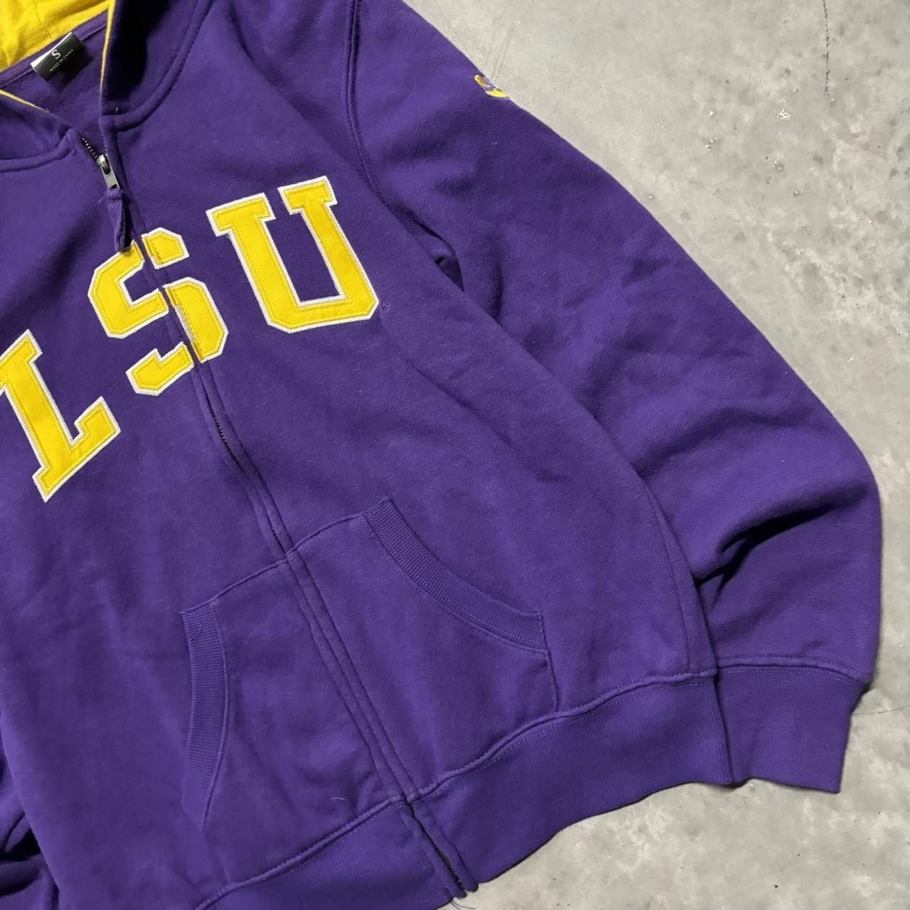 Japanese Brand × Vintage Crazy Vintage Y2K/2000s Purple LSU College Spellout Essential Zip Up Hoodie! Size S / US 4 / IT 40 - 4 Thumbnail