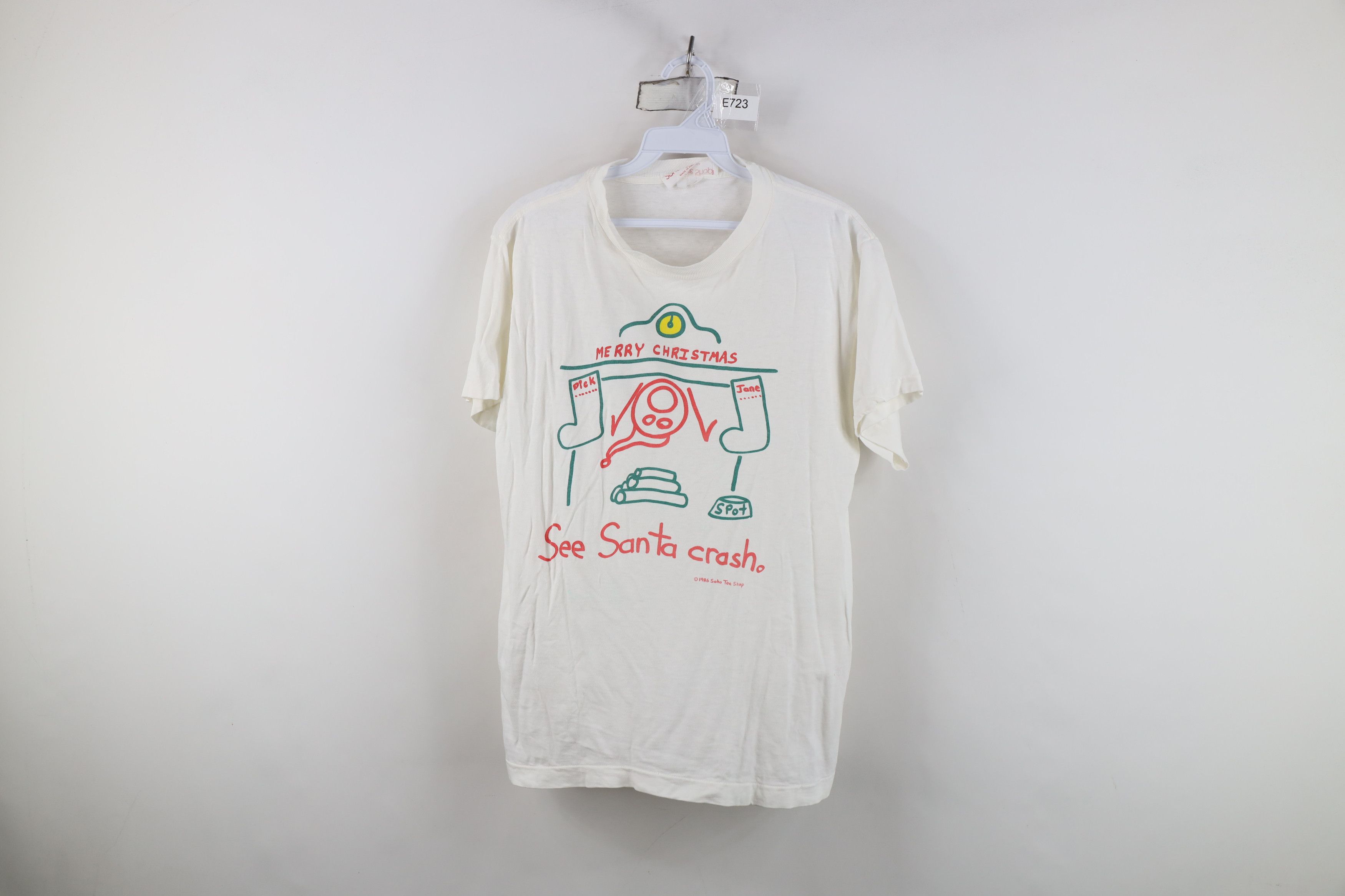Vintage Vintage 80s Streetwear Christmas See Santa Crash T-Shirt USA Size L / US 10 / IT 46 - 1 Thumbnail