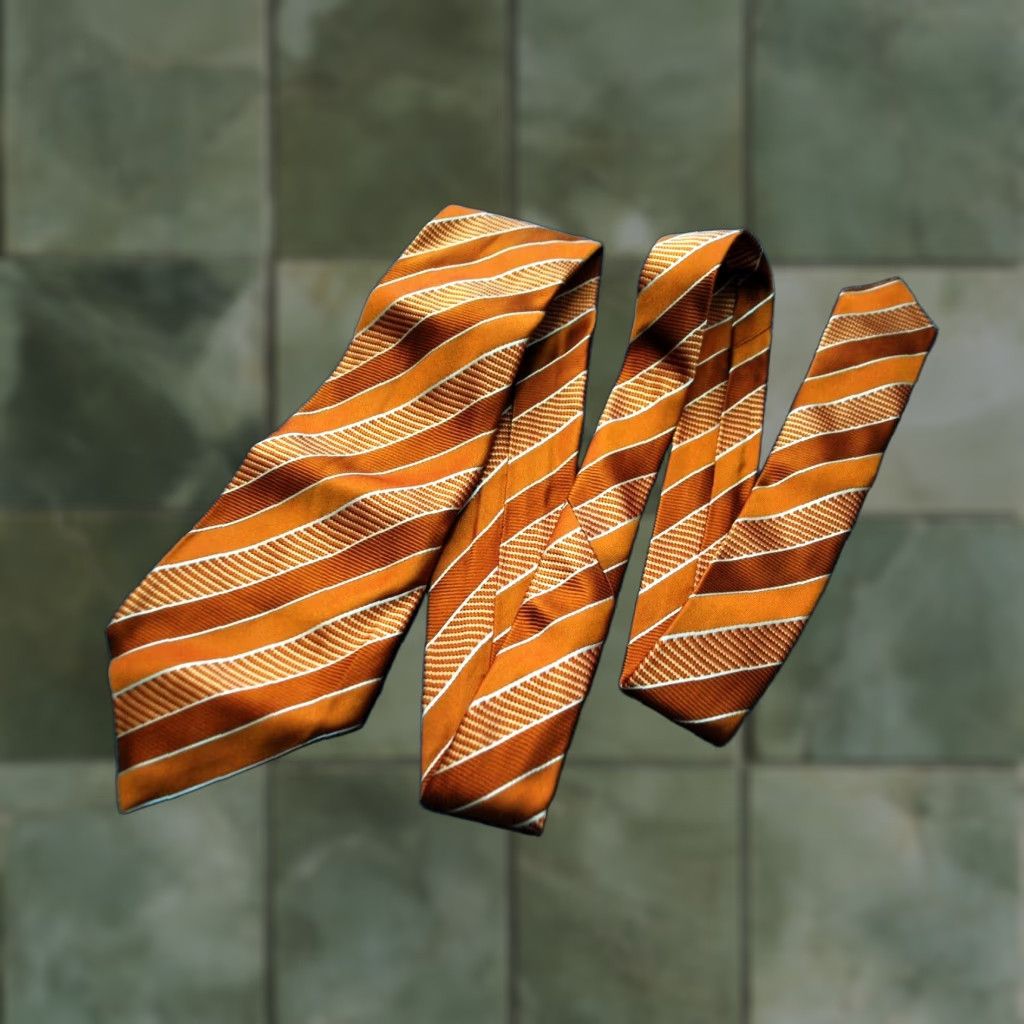 Vintage LUIGI BORRELLI NAPOLI MENS SILK NECKTIE ITALY LUXURY BROWN STRIPED Size ONE SIZE - 1 Thumbnail
