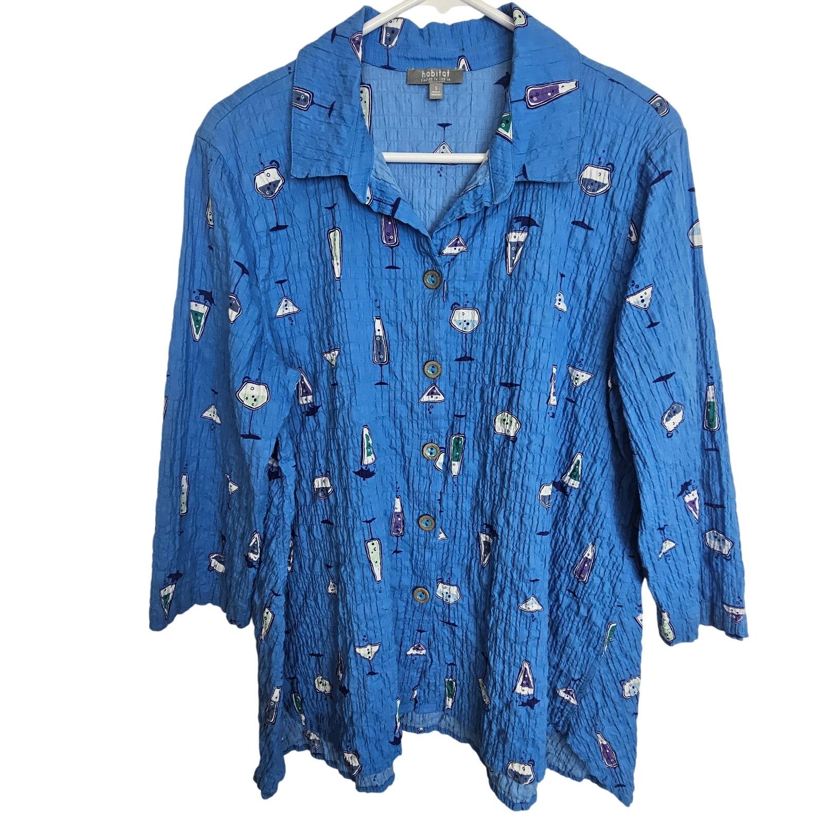 Habitat Habitat Womens Wine Print Artsy Seersucker Crinkle Top Sz S Size S / US 4 / IT 40 - 1 Thumbnail