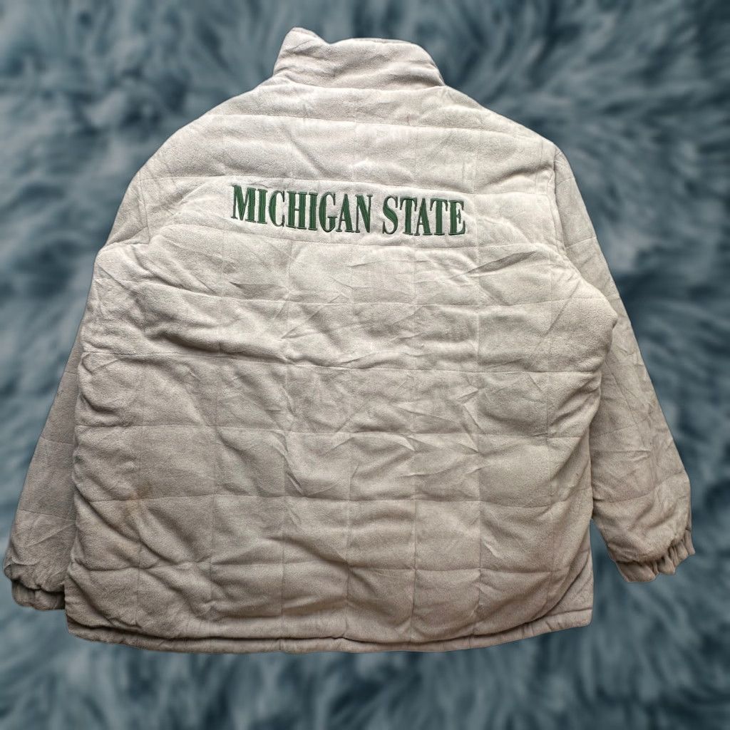 Nike VINTAGE Nike Team Michigan State Reversible Quilted Jacket Mens XL Green Fleece Size US XL / EU 56 / 4 - 1 Thumbnail