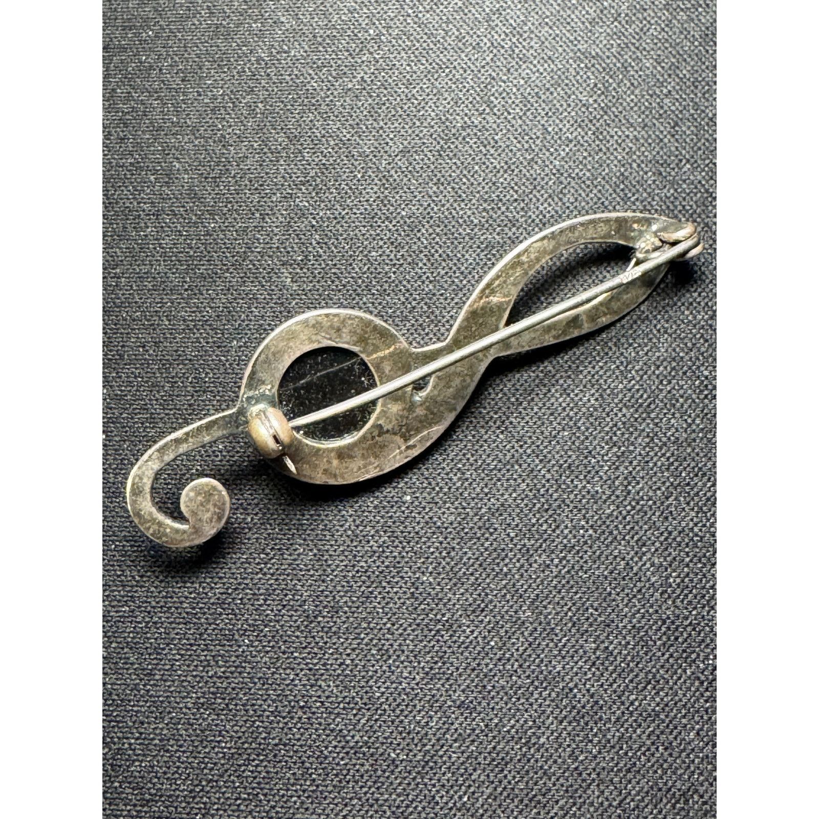 Other 925 Silver Amber Cabachon Treble Clef Brooch Size ONE SIZE - 4 Thumbnail