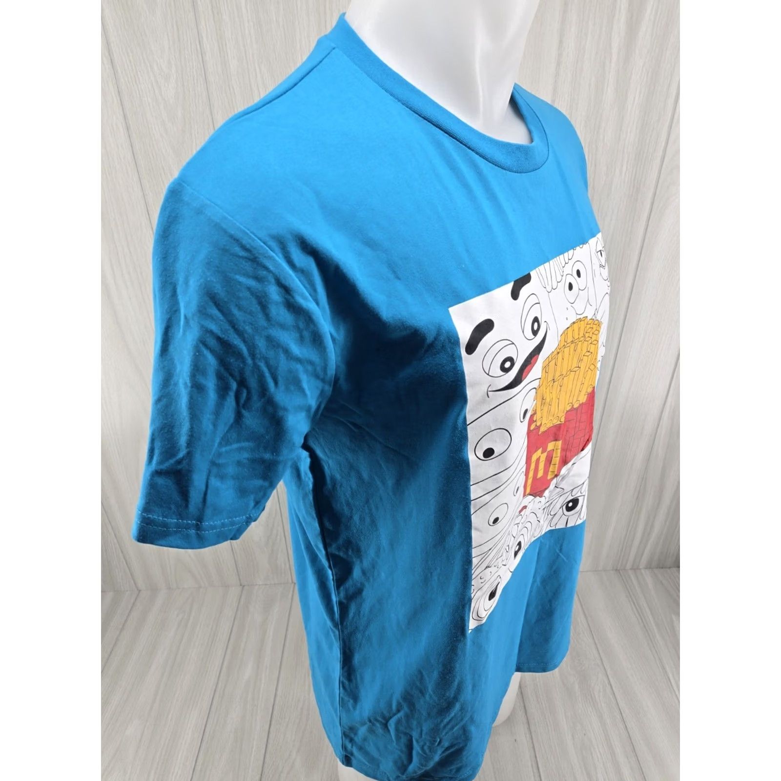 Vintage Light Blue McDonald's T-Shirt Large Adults Short Sleeve Unisex Blue 90s Theme Fry Design Mens Womens Size US L / EU 52-54 / 3 - 7 Thumbnail