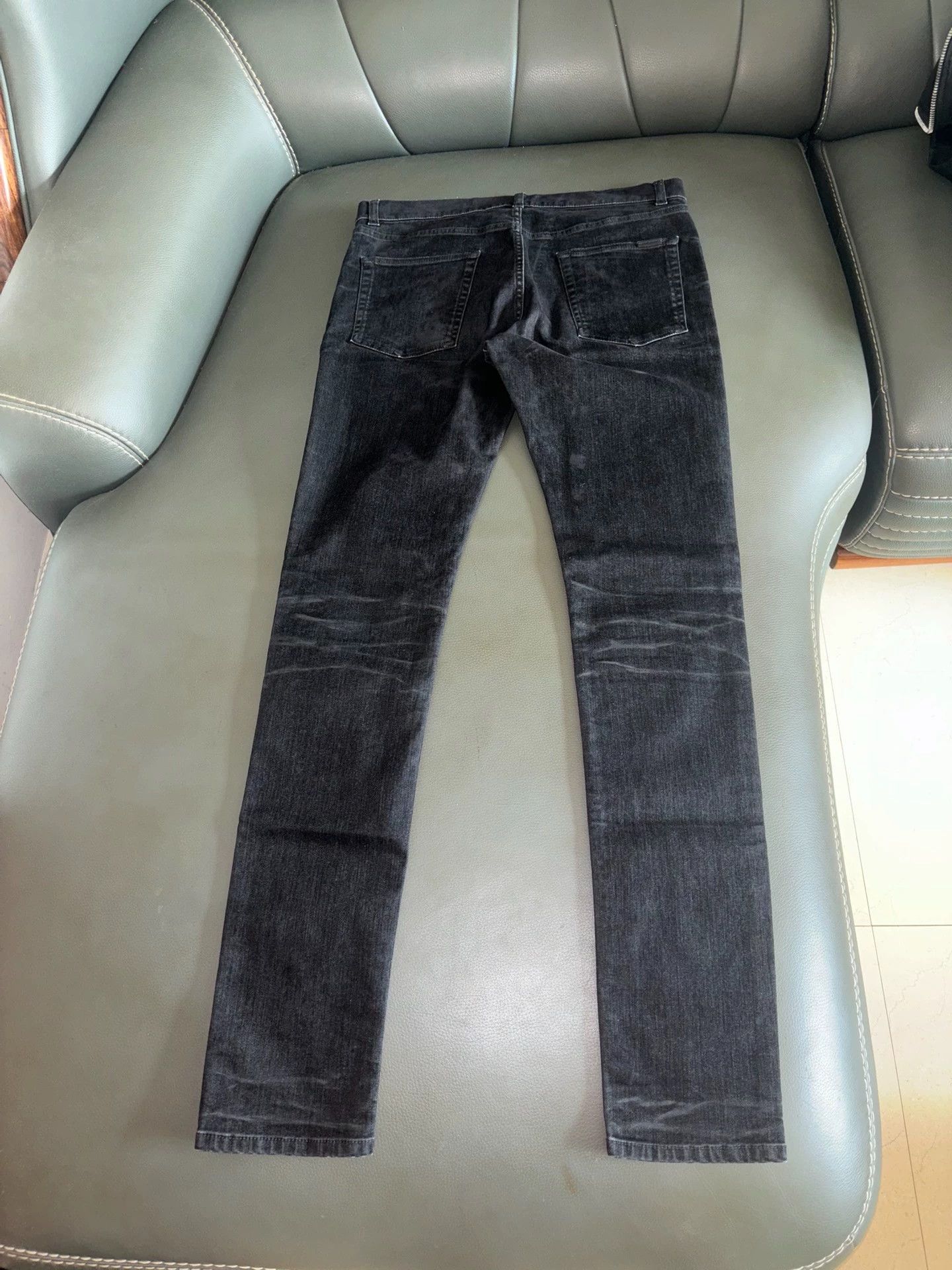 Saint Laurent Paris SLP Black Washed Claw Ripple Skinny Jeans Size US 32 / EU 48 - 2 Thumbnail