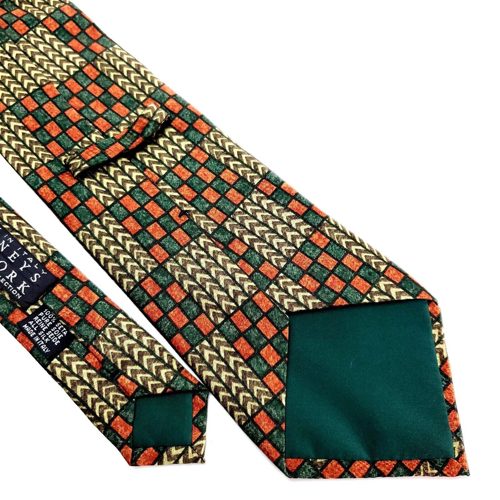 Barneys New York Barney's New York Silk Tie Print Green Orange Short Wide Size ONE SIZE - 5 Thumbnail