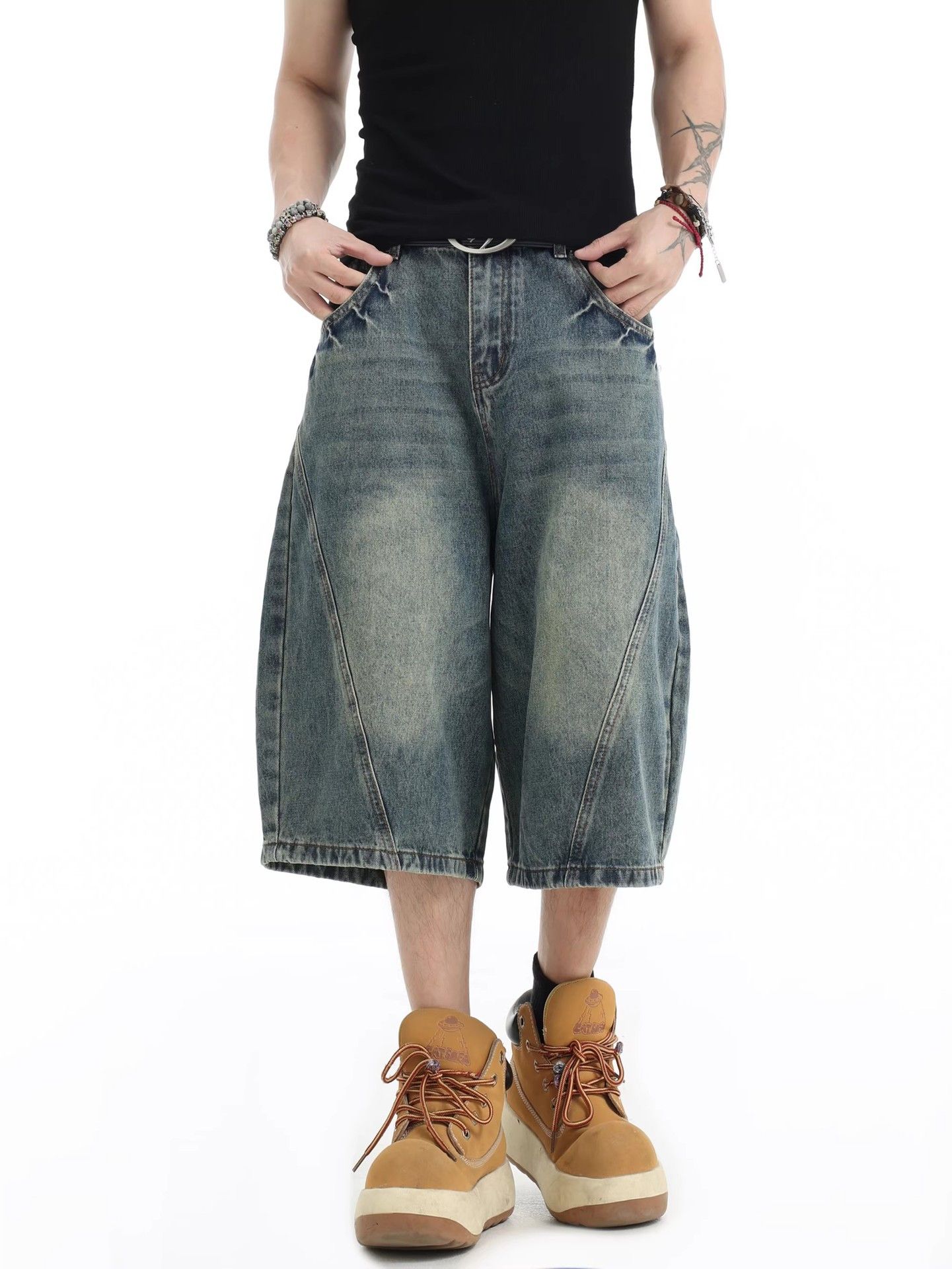 Vintage American high street gradient washed baggy denim shorts Size US 32 / EU 48 - 2 Thumbnail