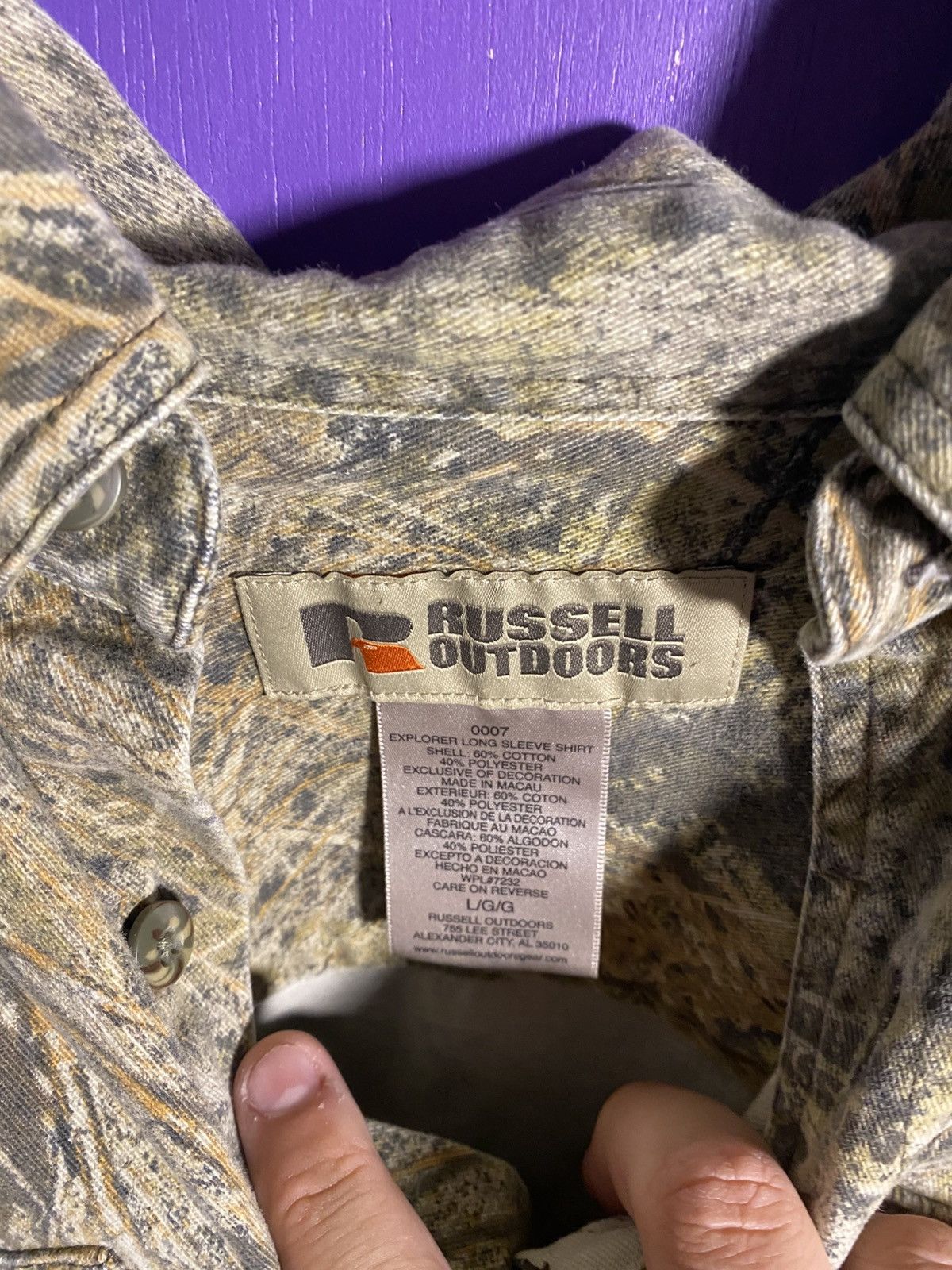 Russell Athletic Vintage 90s Russell athletic outdoors camo button up Size US L / EU 52-54 / 3 - 4 Thumbnail