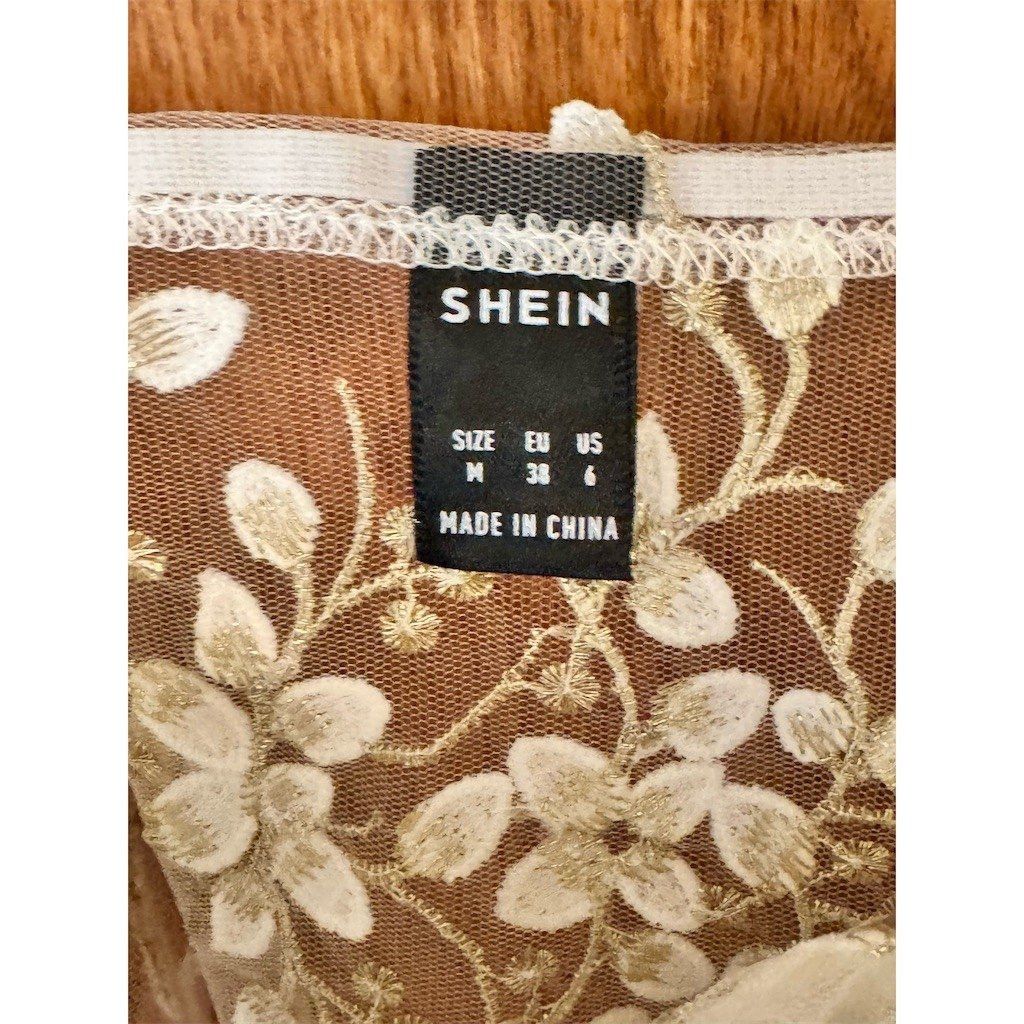 Shein SHEIN Corset Crop Cami Top Womens Size M White Mesh Gold Fl Size M / US 6-8 / IT 42-44 - 6 Thumbnail