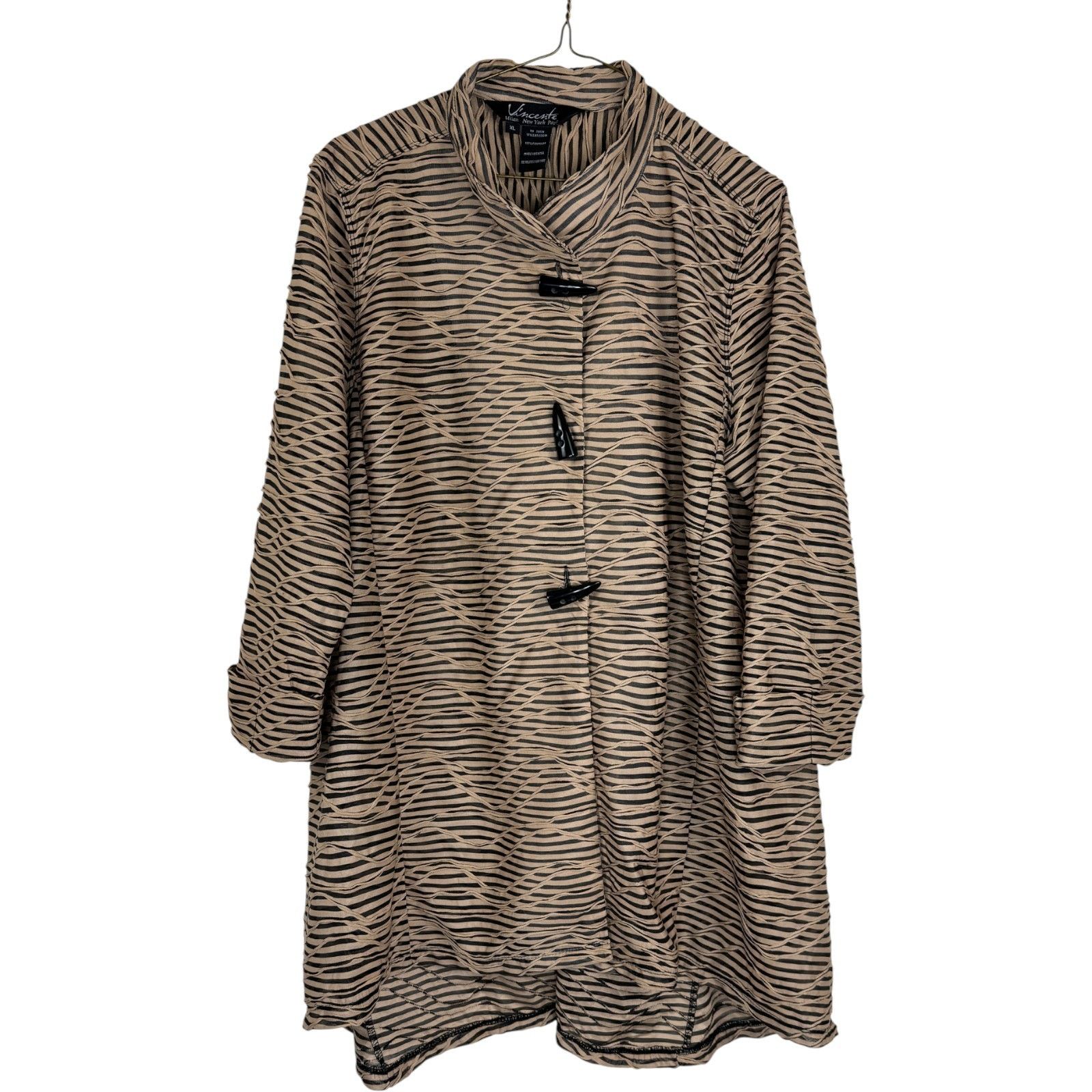 Other Vincente Shawl Shrug XL Brown Black Striped Textured Size XL / US 12-14 / IT 48-50 - 1 Thumbnail