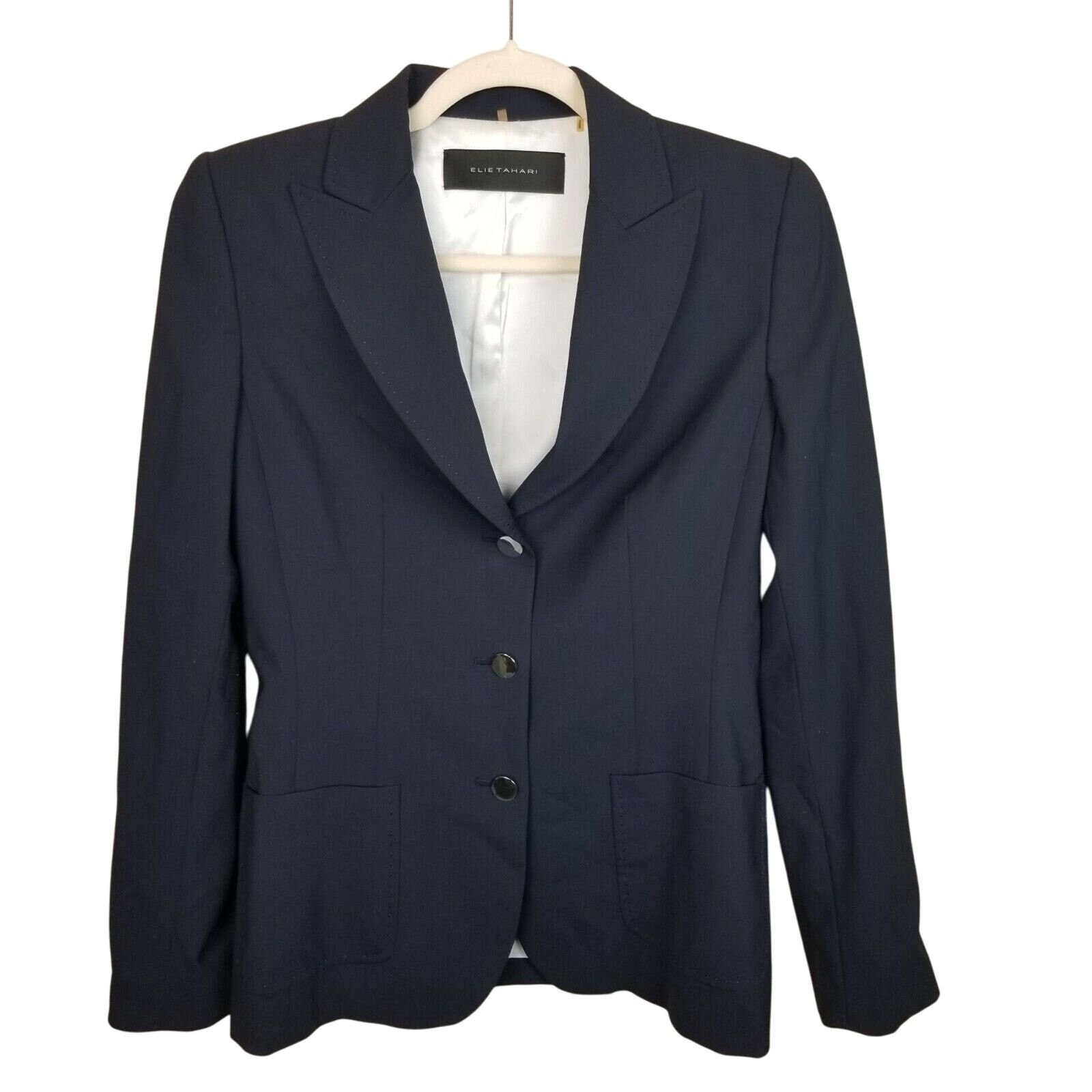 Elie Tahari Elie Tahari Women Wool Blazer Dark Academia Classic 6 Preppy Size M / US 6-8 / IT 42-44 - 1 Thumbnail