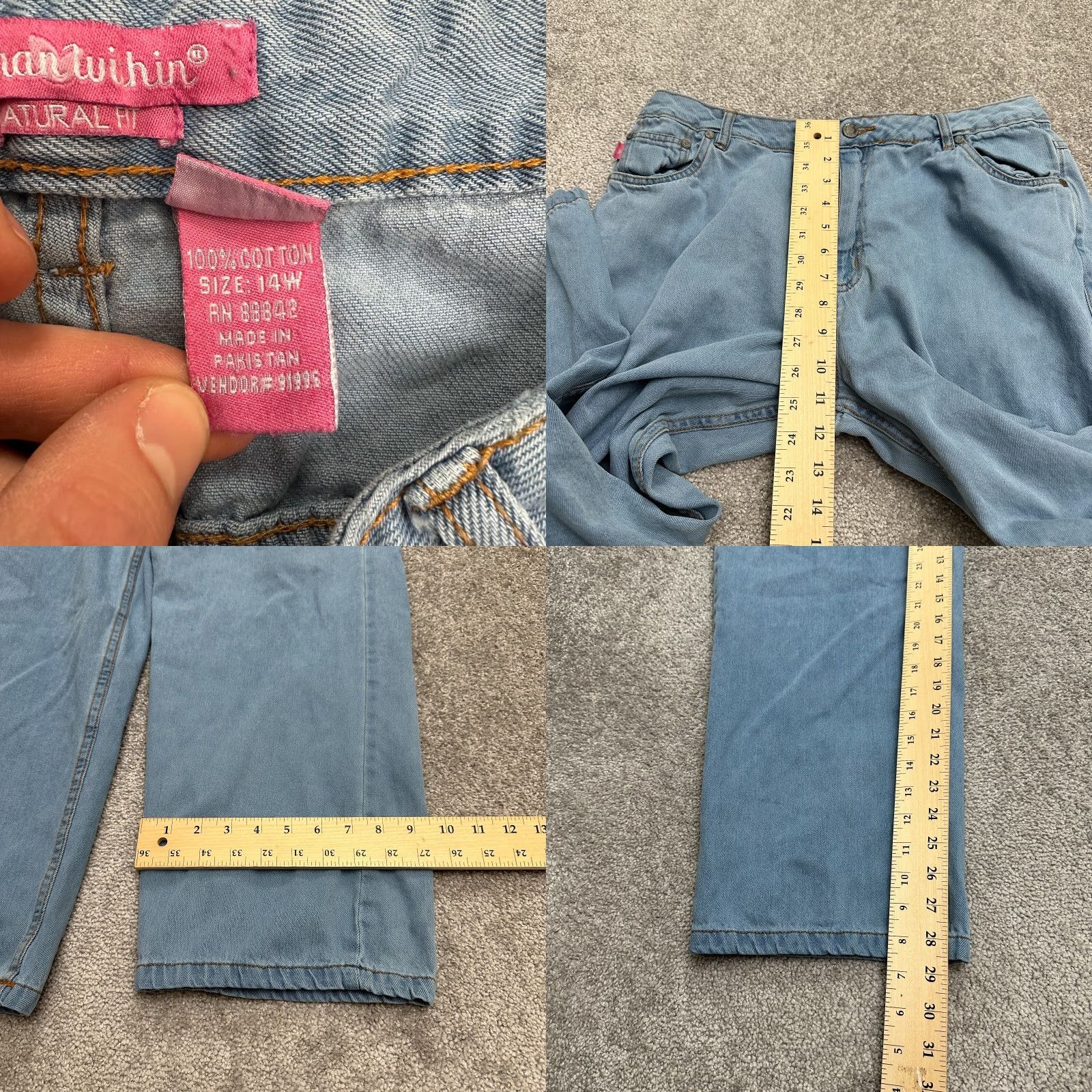 Vintage Woman Within Jeans 14W Blue Straight Leg 34x28.5 Womens Plus Casual Denim Shirt? Size 36" / US 14 / IT 50 - 8 Thumbnail
