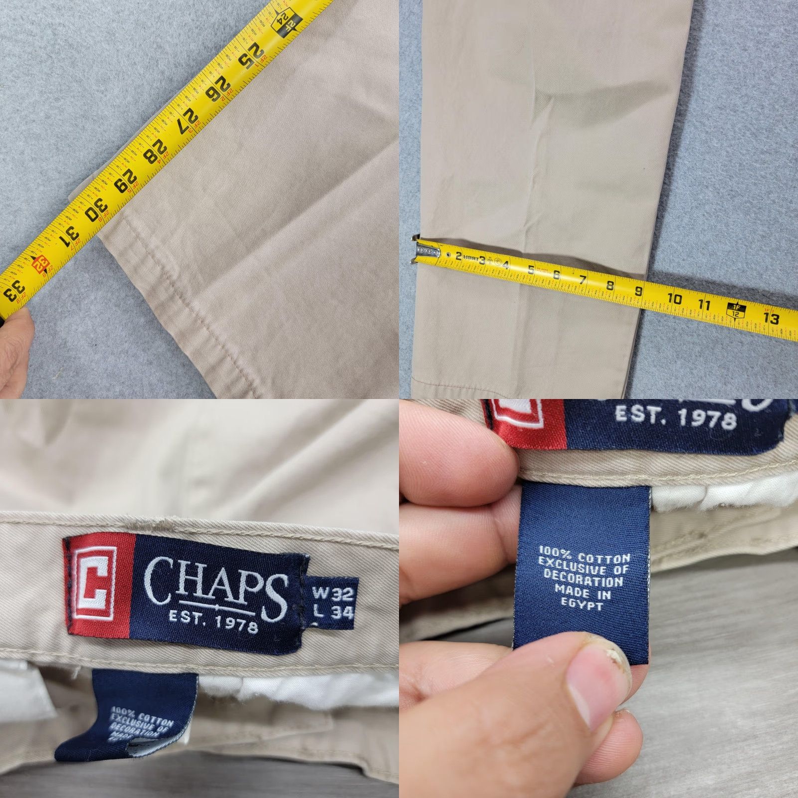 Chaps **Chaps Mens Regular Fit 32x34 Khaki Beige Cotton Casual Pants** User: Chaps Mens Regular Fit 32x34 Khaki Beige Cotton Casual Pants Size US 32 / EU 48 - 8 Thumbnail