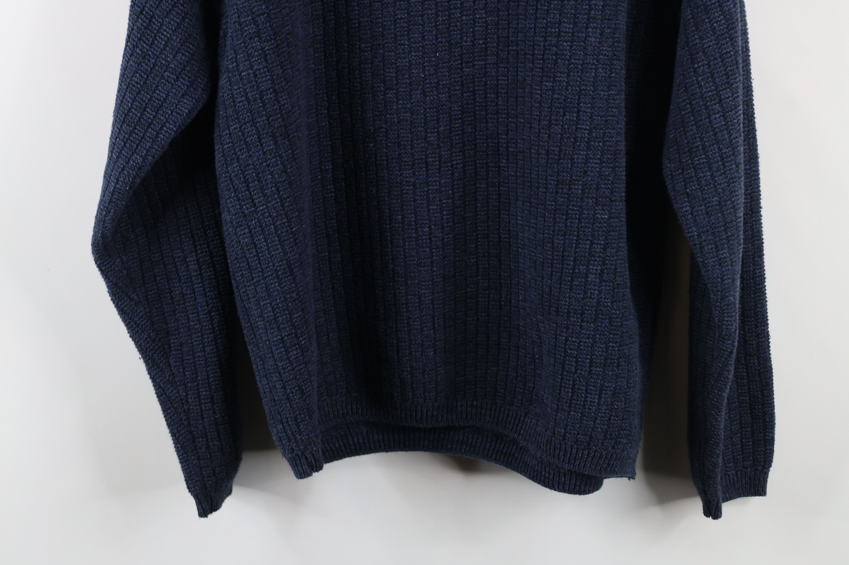 Vintage Vintage 90s Streetwear Textured Knit Henley Sweater Blue USA Size US L / EU 52-54 / 3 - 10 Thumbnail