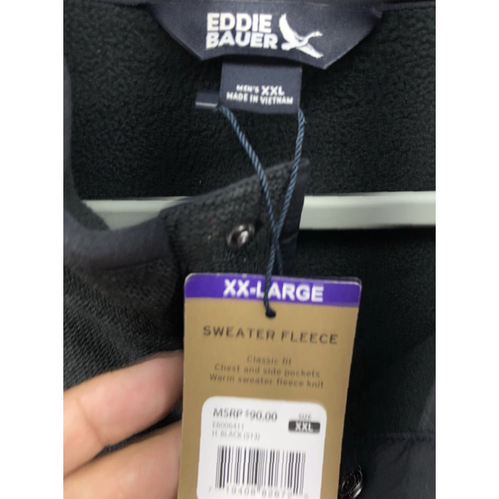 Eddie Bauer Eddie Bauer Sweater Fleece Men 2XL Black Pullover Pockets NWT Shirt 28 Inches Across Chest 30 Inches Shoulders to Waist T Snap Mock Neck Size US XXL / EU 58 / 5 - 6 Thumbnail