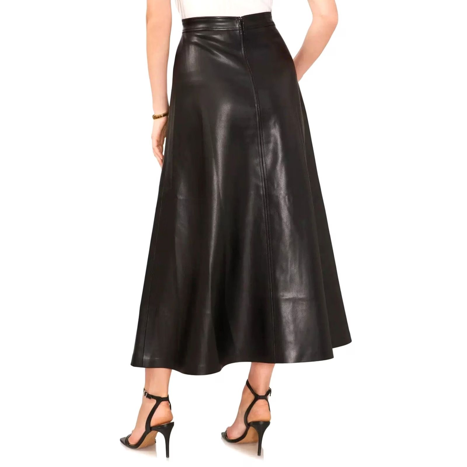 Vince Camuto Vince Camuto Womens Faux Leather A-line Skirt black S Size 28" / US 6 / IT 42 - 2 Thumbnail