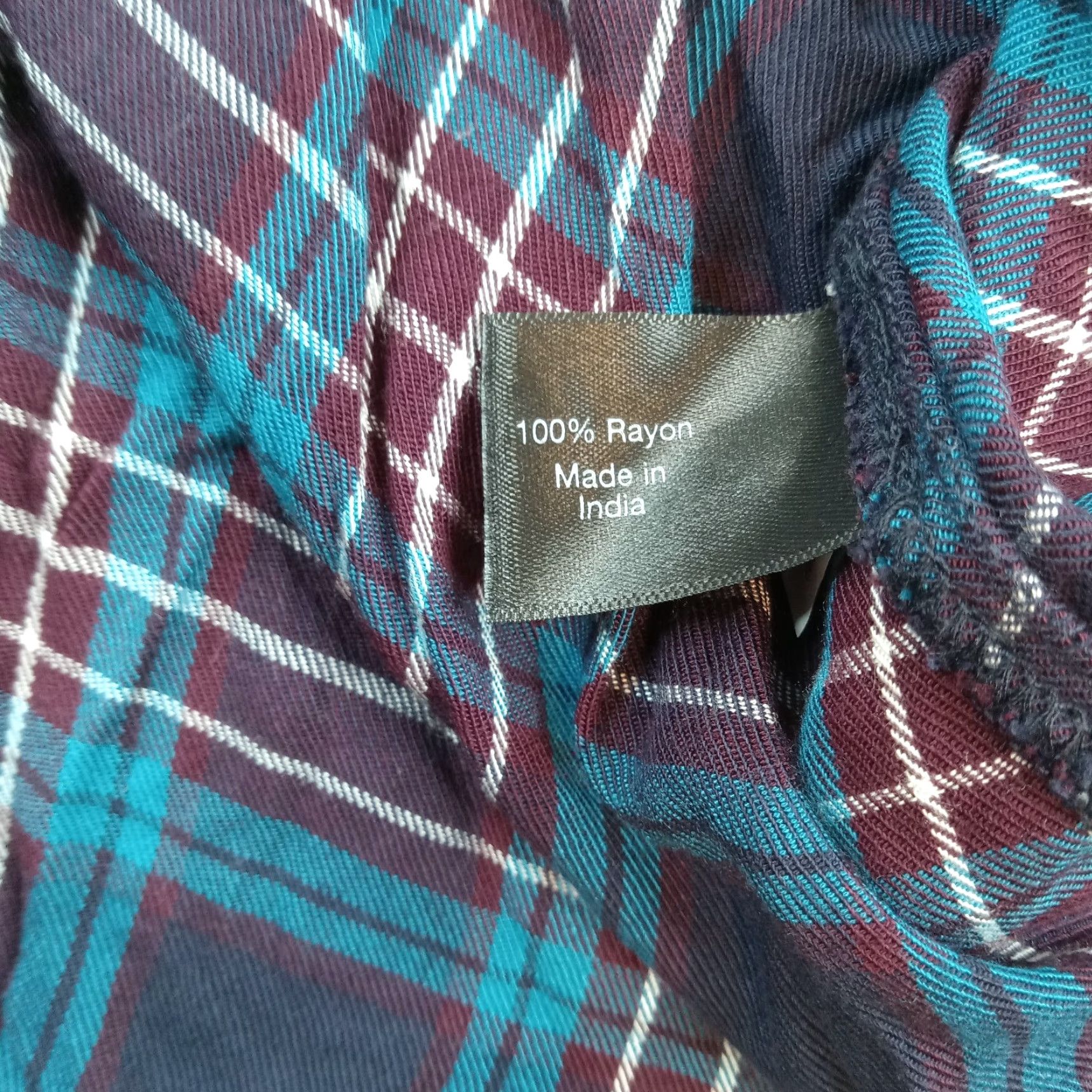 Vintage Lane Bryant Plaid Blouse Womens 18/20 Long Sleeve Elastic Waist Button Purple Blue Rayon Size XXL / US 16-18 / IT 52-54 - 7 Thumbnail