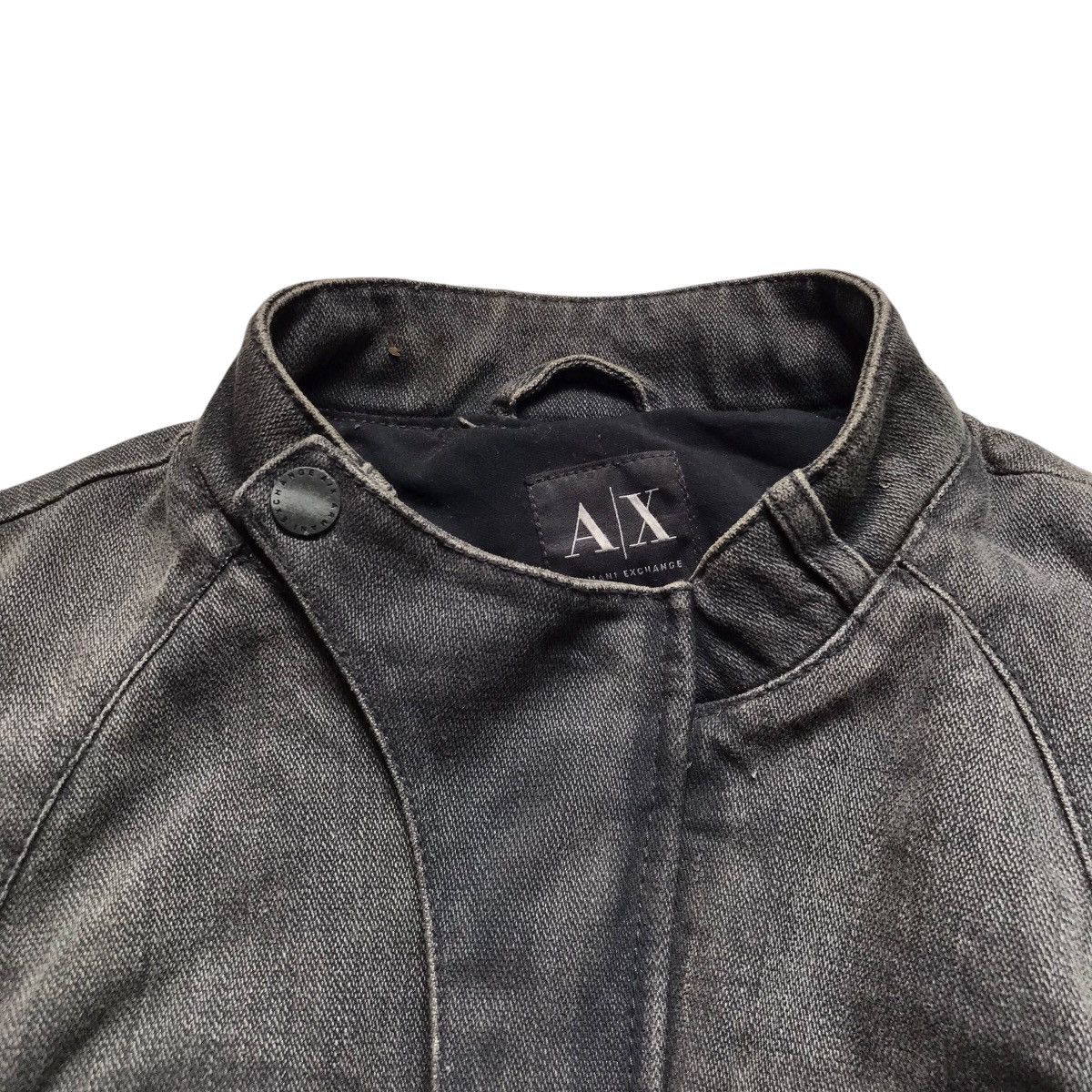 Armani Exchange VINTAGE ARMANI EXCHANGE RACING BIKER DENIM JACKET Size US XS / EU 42 / 0 - 6 Thumbnail