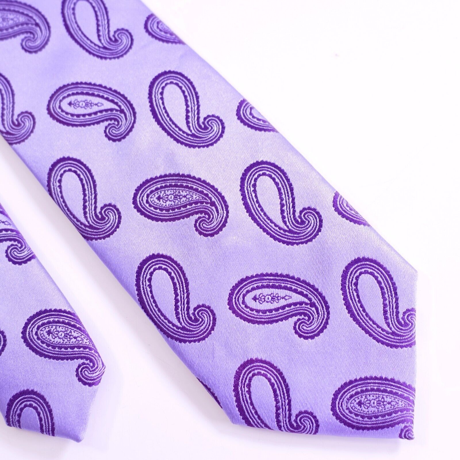 Byron Byron British Style Italy Woven Purple Paisley Long Silk Tie Size ONE SIZE - 1 Thumbnail