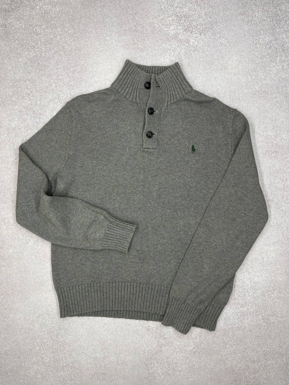 Polo Ralph Lauren Mens Polo Ralph Lauren Knitted Sweater Button Grey Y2K Rugby Size US S / EU 44-46 / 1 - 2 Thumbnail