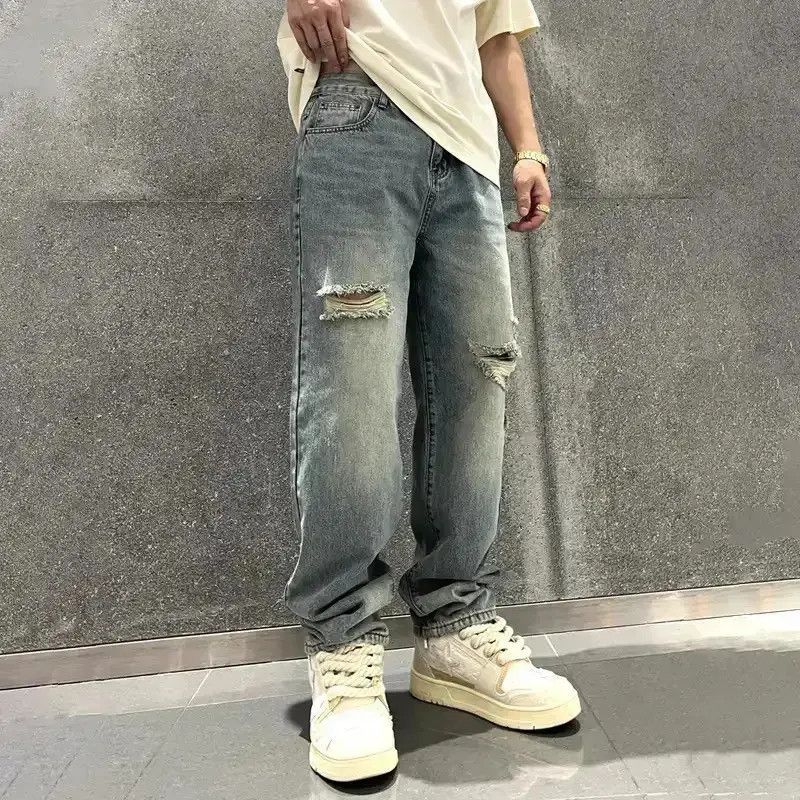 Japanese Brand Torn Jeans High Quaity Broken Holes Male Pants Size US 30 / EU 46 - 3 Thumbnail