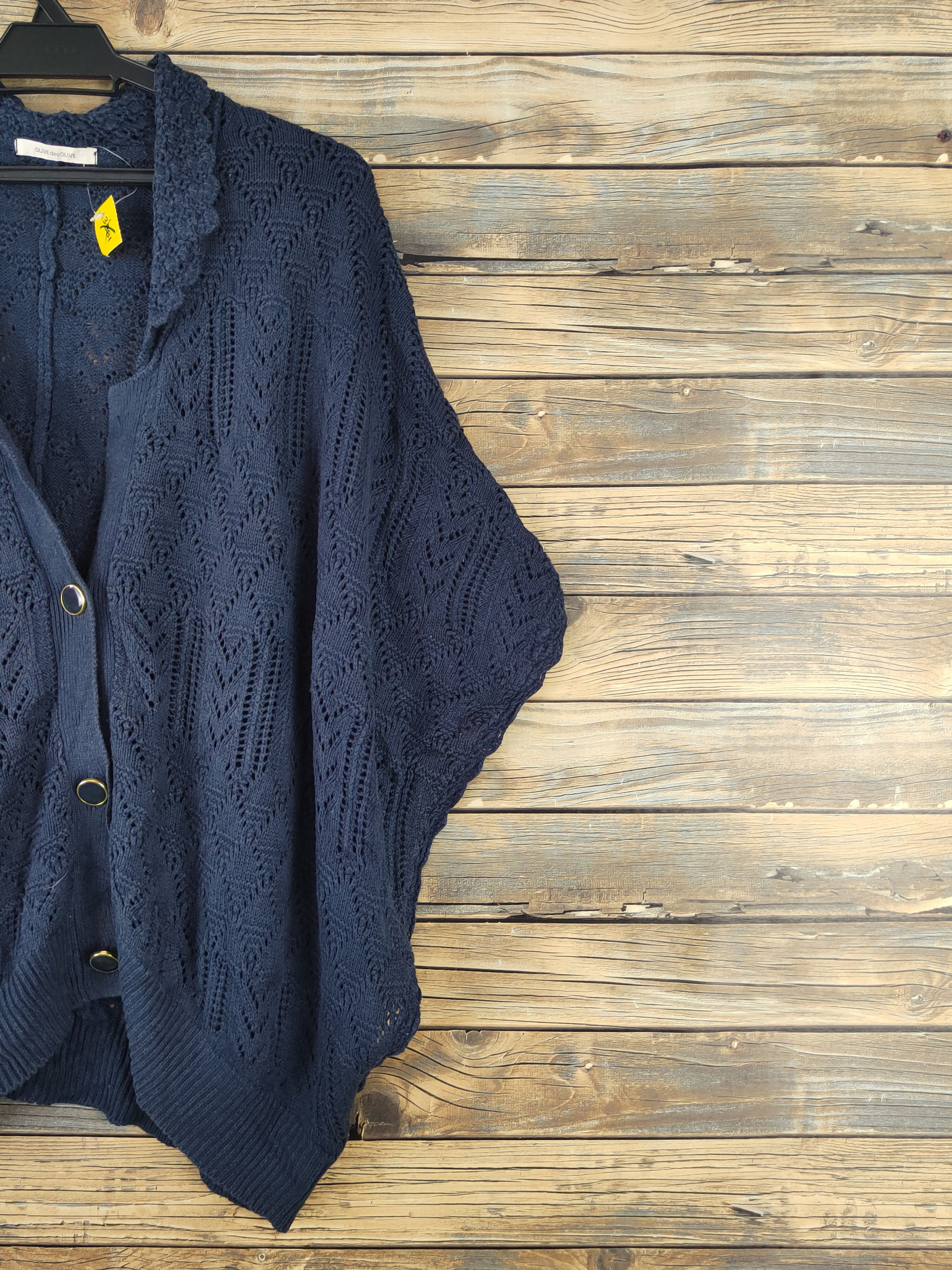 Japanese Brand Olive des Olive Navy Net Knitwear Cardigan #W1811 Size XL / US 12-14 / IT 48-50 - 6 Thumbnail