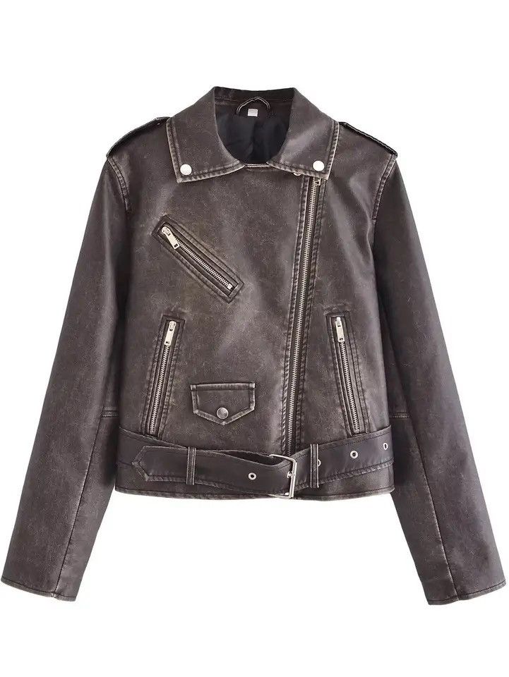 Designer × Vintage Spring Faux Leather Streetwear Vintage Women Zipper Jacket Size M / US 6-8 / IT 42-44 - 2 Thumbnail