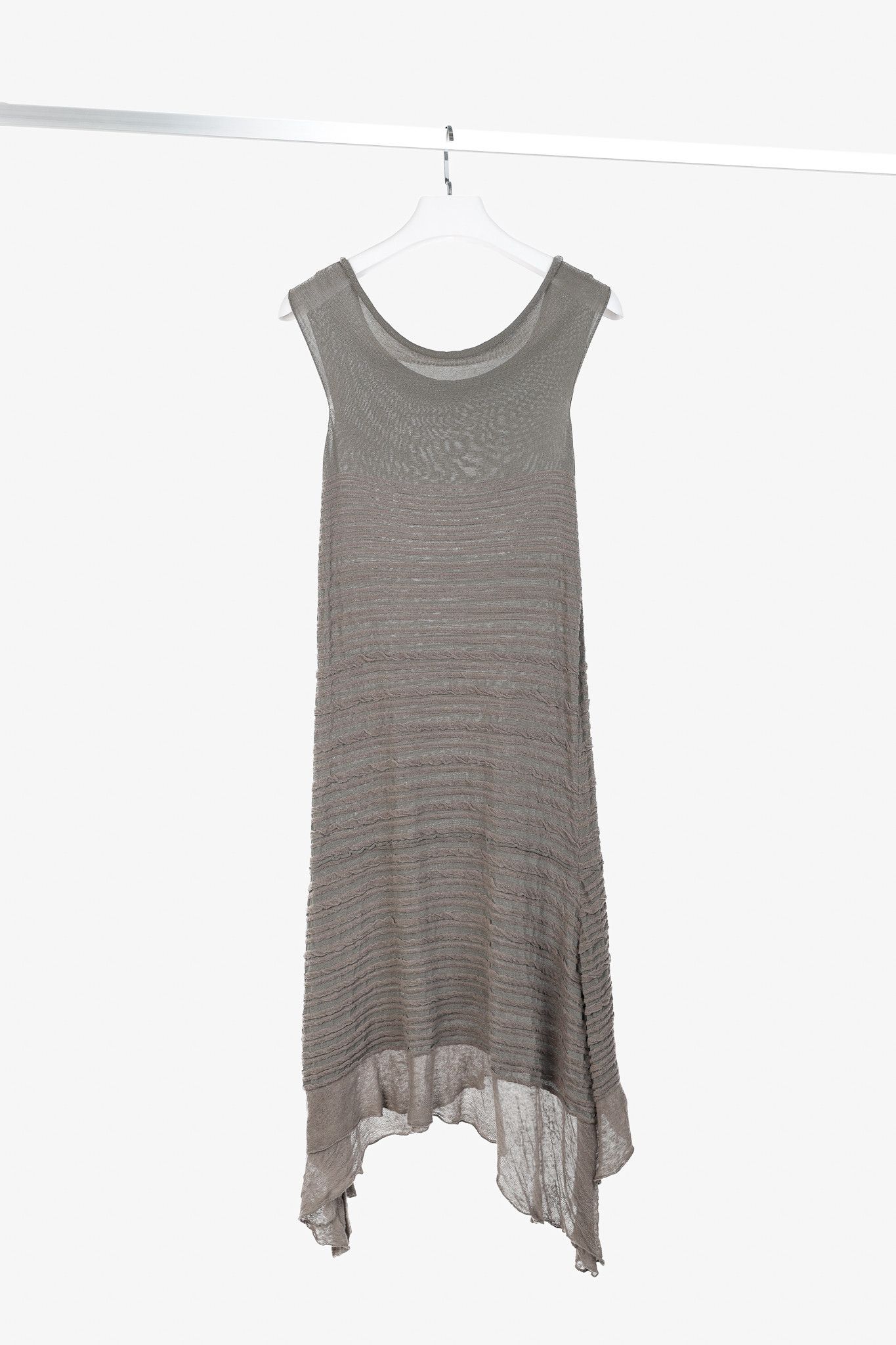 Sarah Pacini Sarah Pacini Grey Textured-Stripe Knit Midi Dress Size S / US 4 / IT 40 - 2 Thumbnail